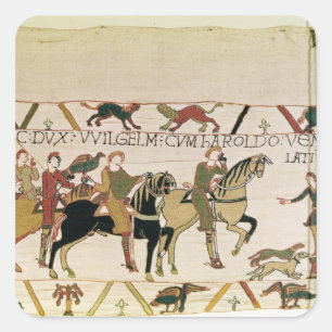 Hier geht Herzog William mit Harold zu seinem Quadratischer Aufkleber