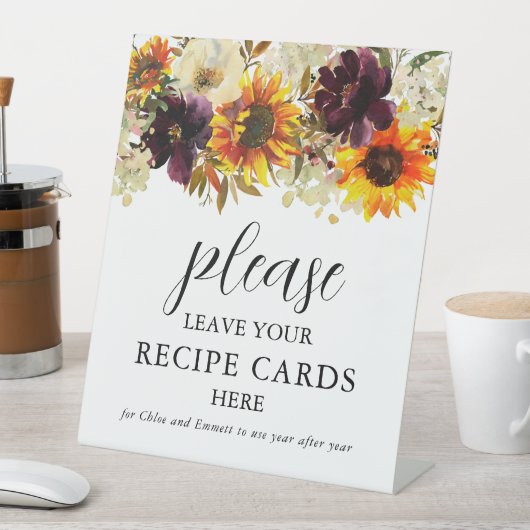 Hier Herbst Brautparty Ihre Rezeptionskarten verla Sockelschild (In Situ)
