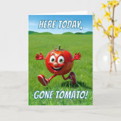 Hier heute Gone Tomato Ketchup Puppe Cartoon Karte (Gelbe Blume)