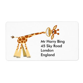 Hier, hier! Cartoon-Giraffe-Label!