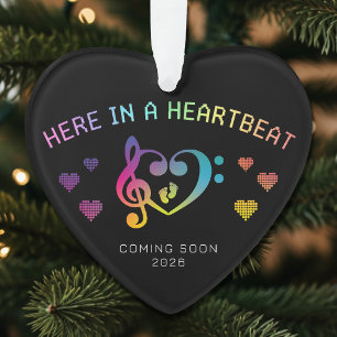 Hier in einem Herzschlag Regenbogen-Baby-Shower-Fo Ornament