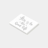 Hier ist das gute Leben Post-it Klebezettel (angewinkelt)