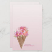 Hier ist das Scoop Floral Ice Cream Cone Stationer Briefpapier (Vorne/Hinten)