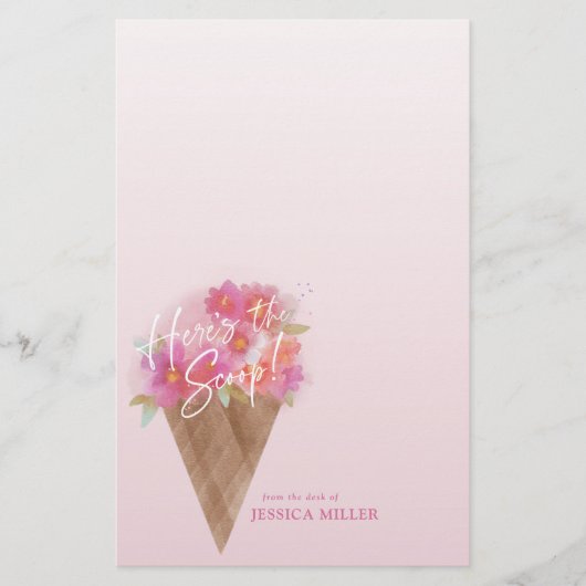 Hier ist das Scoop Floral Ice Cream Cone Stationer Briefpapier (Vorderseite)