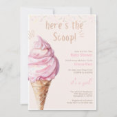 Hier ist das Scoop Ice Cream Baby Shower Girl Einladung (Vorderseite)