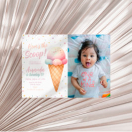 Hier ist das Scoop Ice Cream Birthday Foto Einladung
