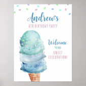 Hier ist das Scoop Ice Cream Birthday Party Poster (Vorne)