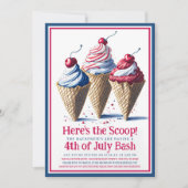 Hier ist das Scoop Ice Cream Cone 4. Juli Party Einladung (Vorderseite)