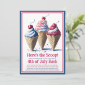 Hier ist das Scoop Ice Cream Cone 4. Juli Party Einladung (Stehend Vorderseite)