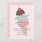 Hier ist das Scoop Ice Cream Pink Girl zum Geburts Einladung (Vorne/Hinten)