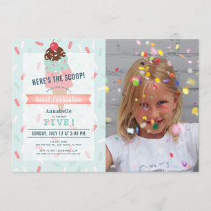 Hier ist das Scoop Mint Ice Cream Foto Geburtstag Einladung