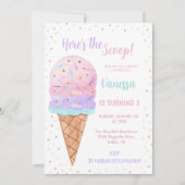 Hier ist das Scoop Pink Ice Cream Girl Birthday Einladung (Vorderseite)