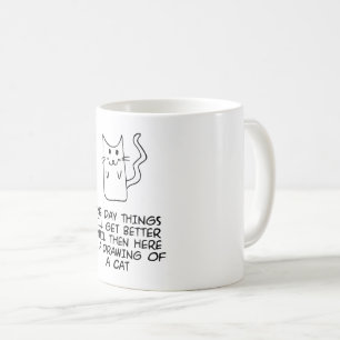 Hier ist das zeichn einer Katze Kaffeetasse