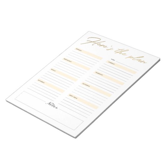 Hier ist der Plan Weekly Notepad Planner Notizblock (angewinkelt)