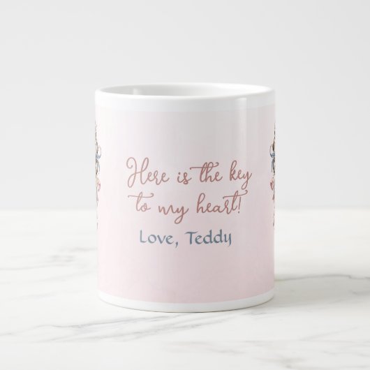 Hier ist der Schlüssel zu meinem Herzen pink Jumbo-Tasse (Vorderseite)