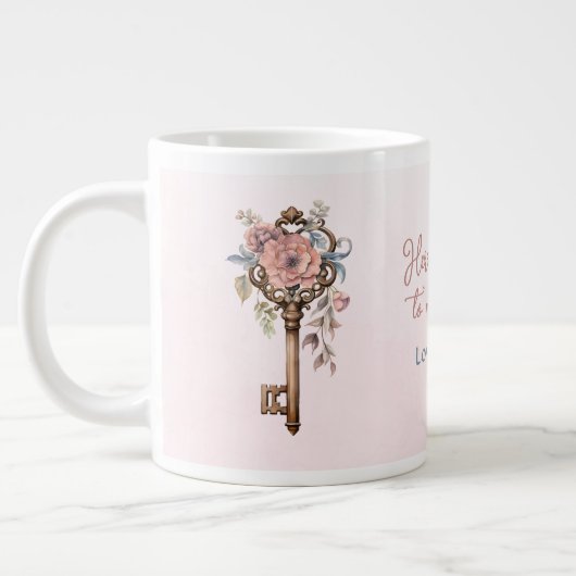 Hier ist der Schlüssel zu meinem Herzen pink Jumbo-Tasse (Links)