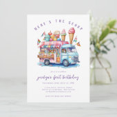 Hier ist der Schotteneis-Creme-Kone-Kind Geburtsta Einladung (Stehend Vorderseite)