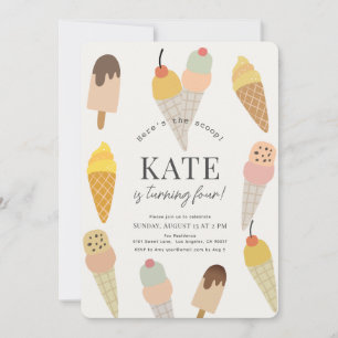 Hier ist der Scoop Colorful Ice Cream Kindergeburt Einladung