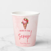 Hier ist der Scoop! Erdbeere Ice Cream Baby Dusche Pappbecher (Vorderseite)