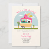 Hier ist der Scoop Hot Pink Ice Cream Truck Geburt Einladung (Vorderseite)