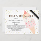 Hier ist der Scoop Ice Cream Pink Virtual Birthday Einladung (Vorderseite)