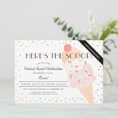 Hier ist der Scoop Ice Cream Pink Virtual Birthday Einladung (Stehend Vorderseite)