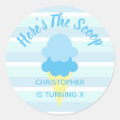 Hier ist der Scoop Ice Cream Summer Boy zum Geburt Runder Aufkleber (Vorderseite)