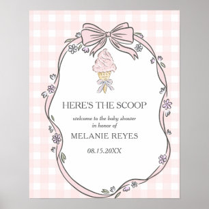 Hier ist der Scoop Pink Eisbecher-Baby-Party Poster