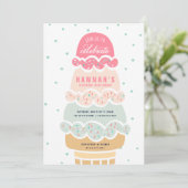 Hier ist der Scoop Pink Ice Cream Birthday Invite Einladung (Stehend Vorderseite)