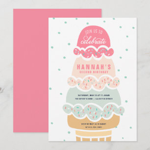 Hier ist der Scoop Pink Ice Cream Birthday Invite Einladung