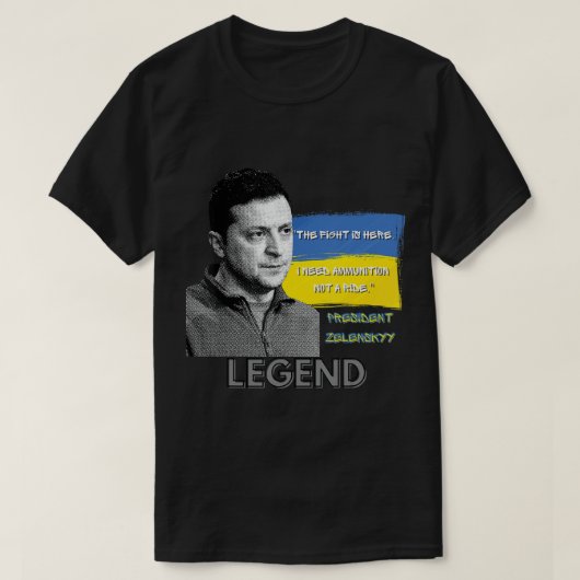 Hier ist der ukrainische Präsident Zelensky im Kam T-Shirt (Design vorne)