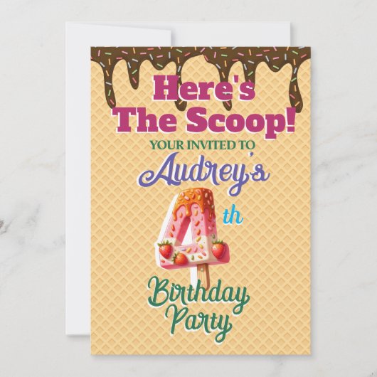 Hier ist der Waffelkone Einladung (Vorderseite)