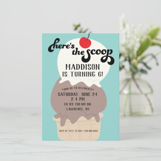 Hier ist die Einladung von Scoop Cream Birthday (Stehend Vorderseite)