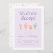 Hier ist die Einladung von Scoop Ice Cream Birthda (Vorne/Hinten)