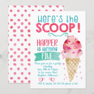 Hier ist die Einladung von Scoop Ice Cream Birthda