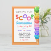 Hier ist die Einladung von Scoop Ice Cream Birthda (Stehend Vorderseite)