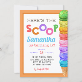 Hier ist die Einladung von Scoop Ice Cream Birthda