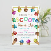 Hier ist die Einladung von Scoop Ice Cream Birthda (Stehend Vorderseite)