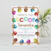 Hier ist die Einladung von Scoop Ice Cream Birthda (Stehend Vorderseite)