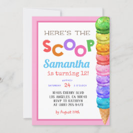 Hier ist die Einladung von Scoop Ice Cream Birthda