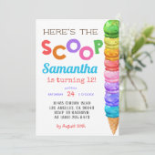 Hier ist die Einladung von Scoop Ice Cream Birthda (Stehend Vorderseite)