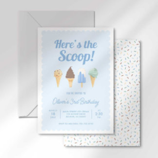 Hier ist die Einladung von Scoop Ice Cream Birthda
