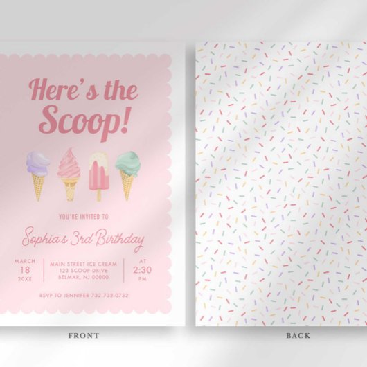 Hier ist die Einladung von Scoop Ice Cream Birthda