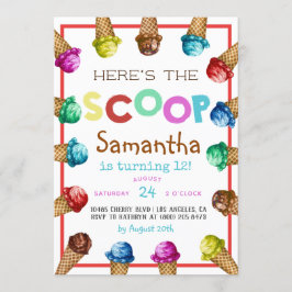 Hier ist die Einladung von Scoop Ice Cream Birthda