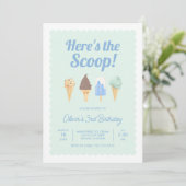 Hier ist die Einladung von Scoop Ice Cream Birthda (Stehend Vorderseite)