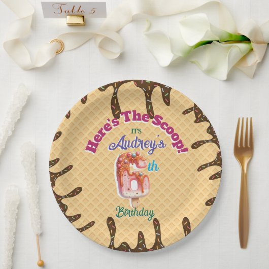 Hier ist die Einladung zu Scoop Waffle Cone Pappteller (Hochzeit)