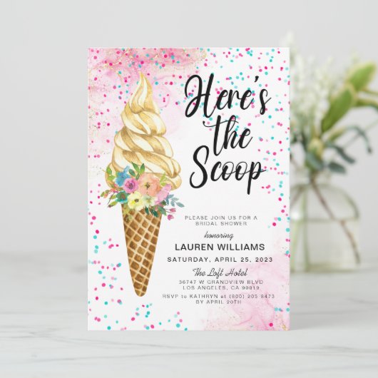 Hier ist die Einladung zum Scoop Ice Cream Brautpa (Stehend Vorderseite)