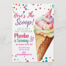 Hier ist die Eis-Geburtstagseinladung "The Scoop"