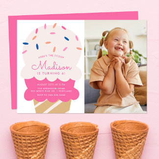 Hier ist die Geburtstagsparty des Scoop Ice Cream Einladung