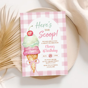 Hier ist die Neuigkeit Eiscreme-Schale 1. Geburtst Einladung